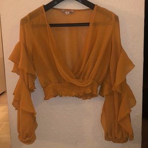 Mustard Long Sleeved Crop Top